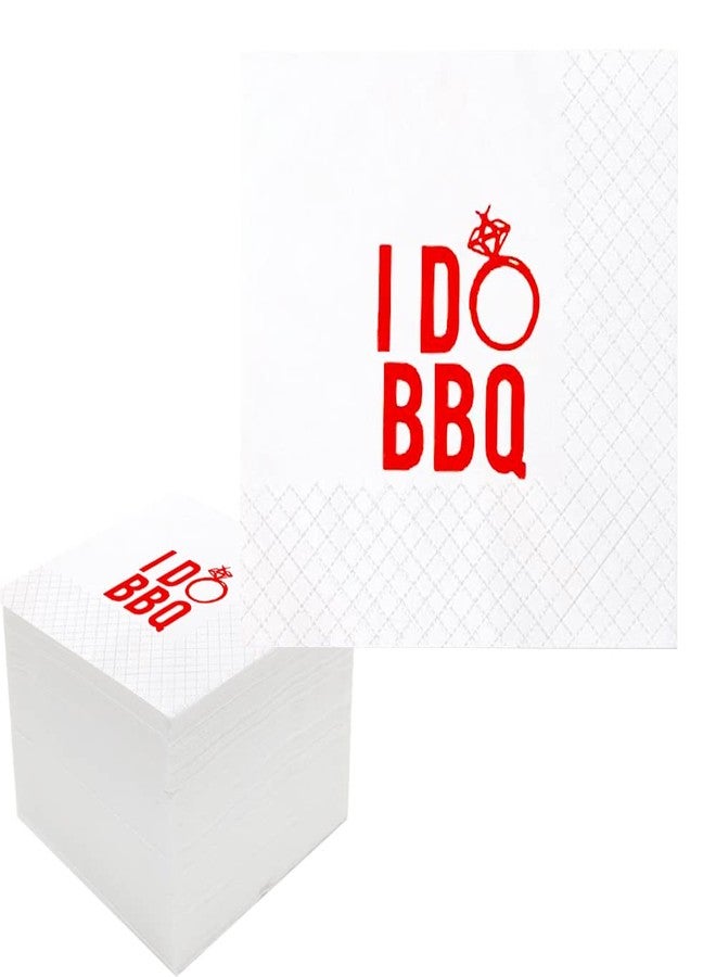 Geloar I Do BBQ Cocktail Napkins, 100 Pack Red I Do BBQ Disposable Paper Cocktail Beverage Napkins in Bulk for Engagement Wedding Bar Rehearsal Dinner Bridal Shower Party Decor | 2-Ply, 5x5 Inches - Image 1